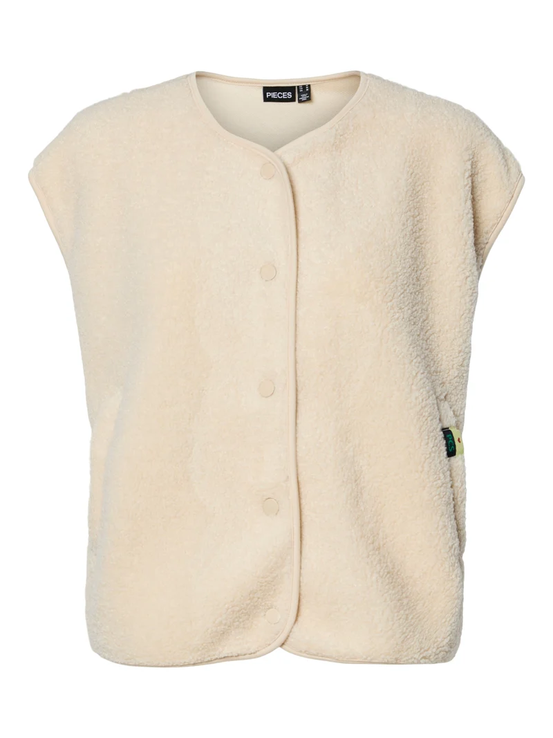 PCKATTY TEDDY VEST NOOS BC, Birch
