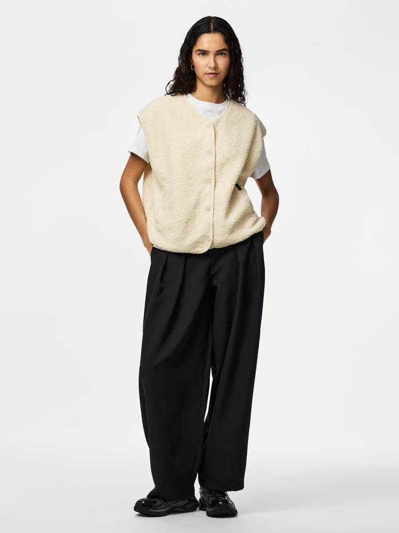 PCKATTY TEDDY VEST NOOS BC, Birch