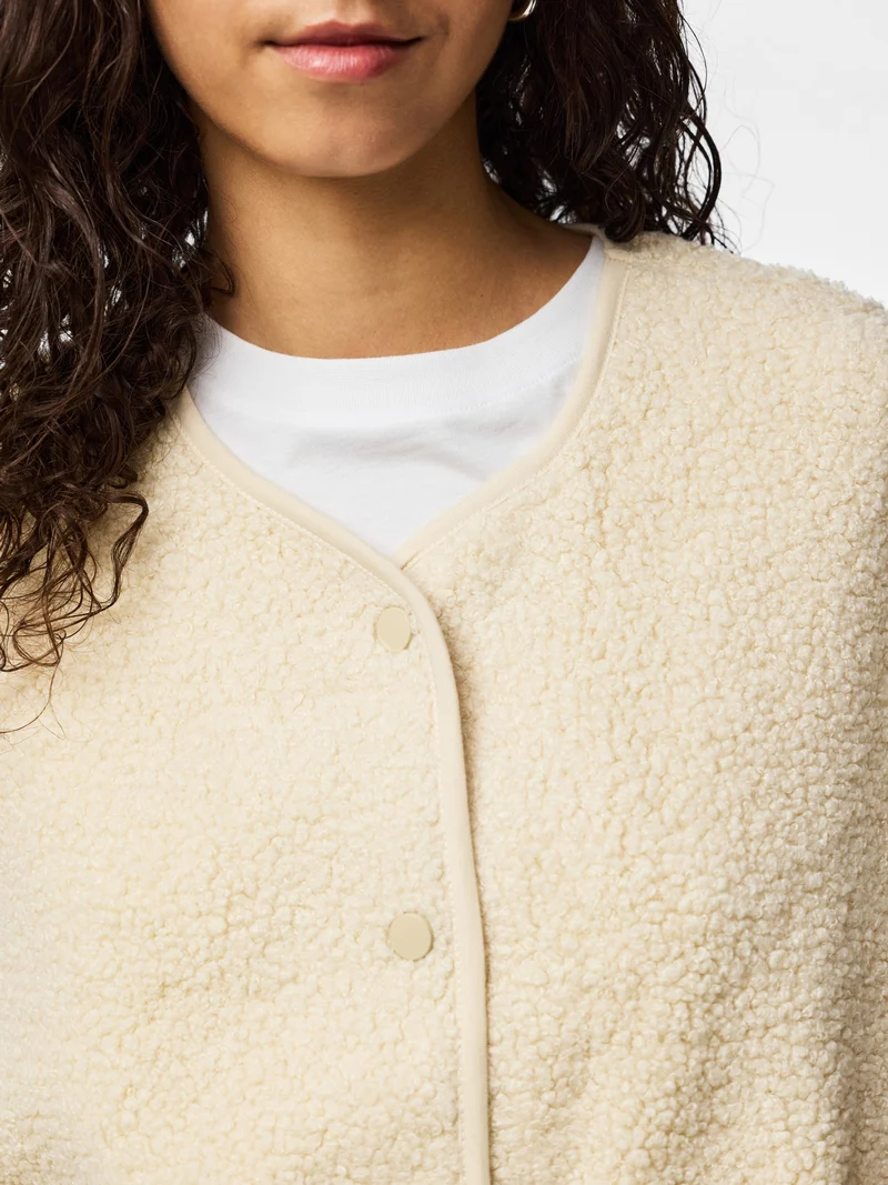 PCKATTY TEDDY VEST NOOS BC, Birch