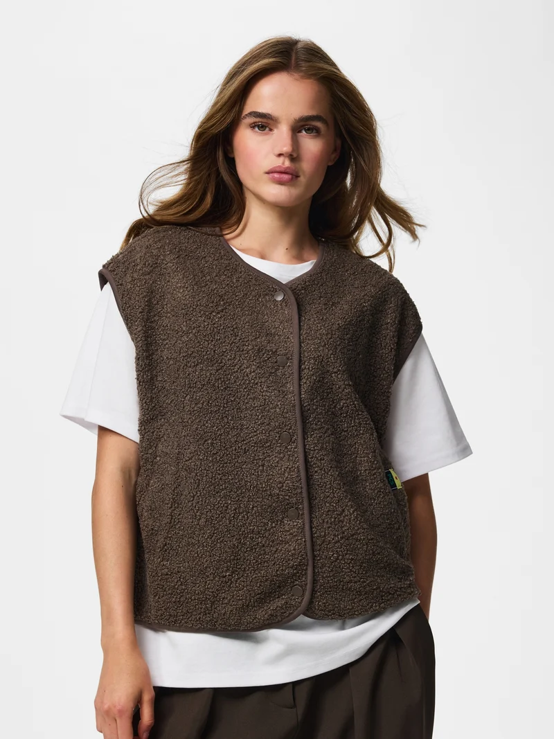 PCKATTY TEDDY VEST NOOS BC, Morel