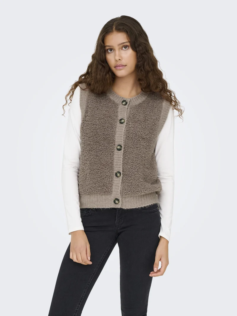 JDYEIRA LIFE S/L ON BUTTON VEST KNT, Mountain Trail