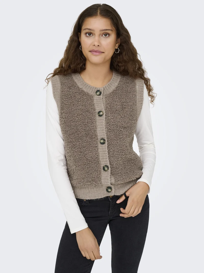 JDYEIRA LIFE S/L ON BUTTON VEST KNT, Mountain Trail