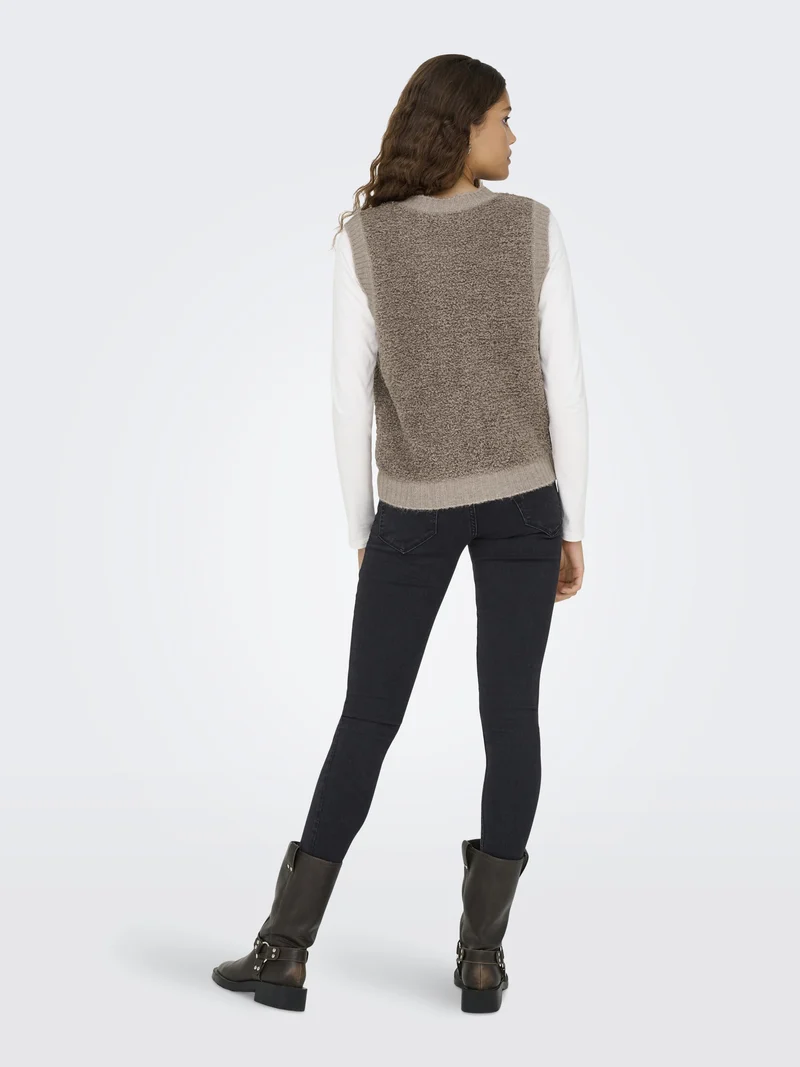 JDYEIRA LIFE S/L ON BUTTON VEST KNT, Mountain Trail
