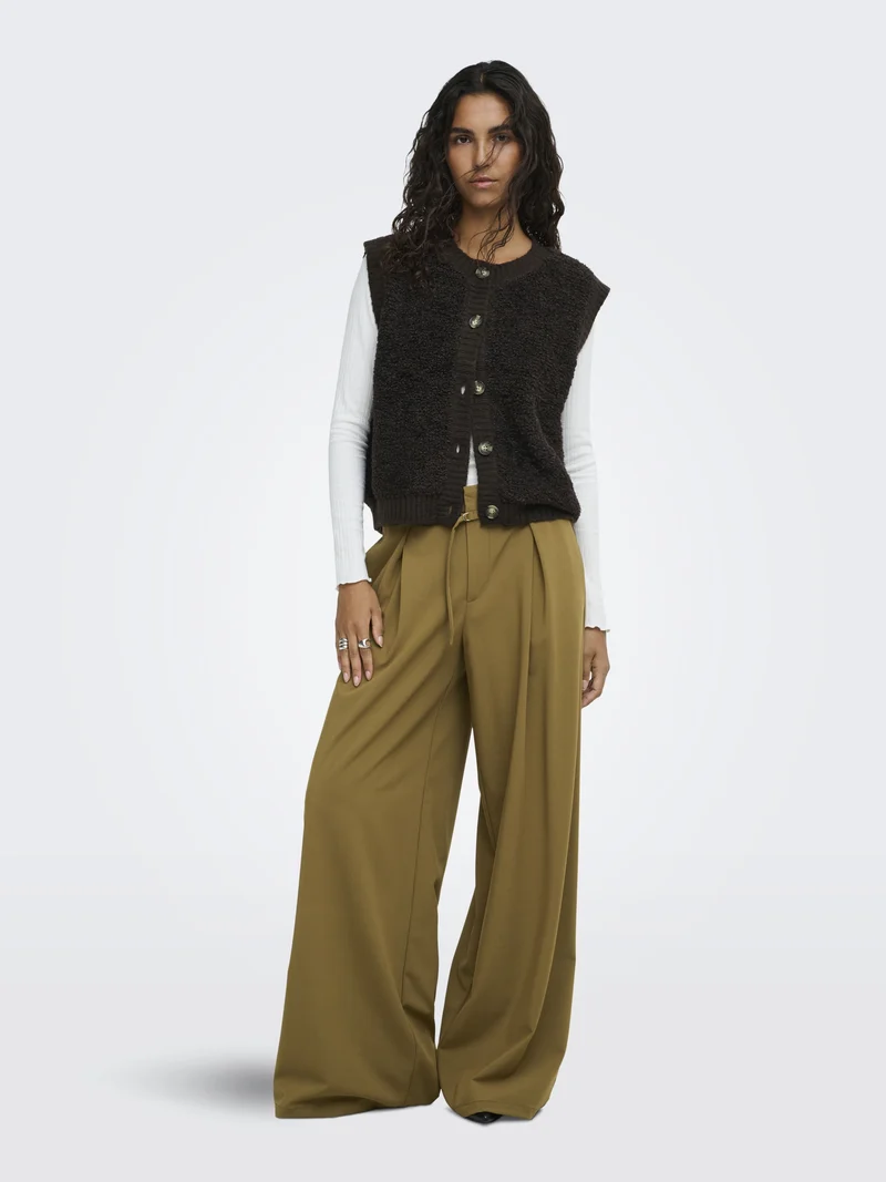 JDYEIRA LIFE S/L ON BUTTON VEST KNT, Chocolate Torte