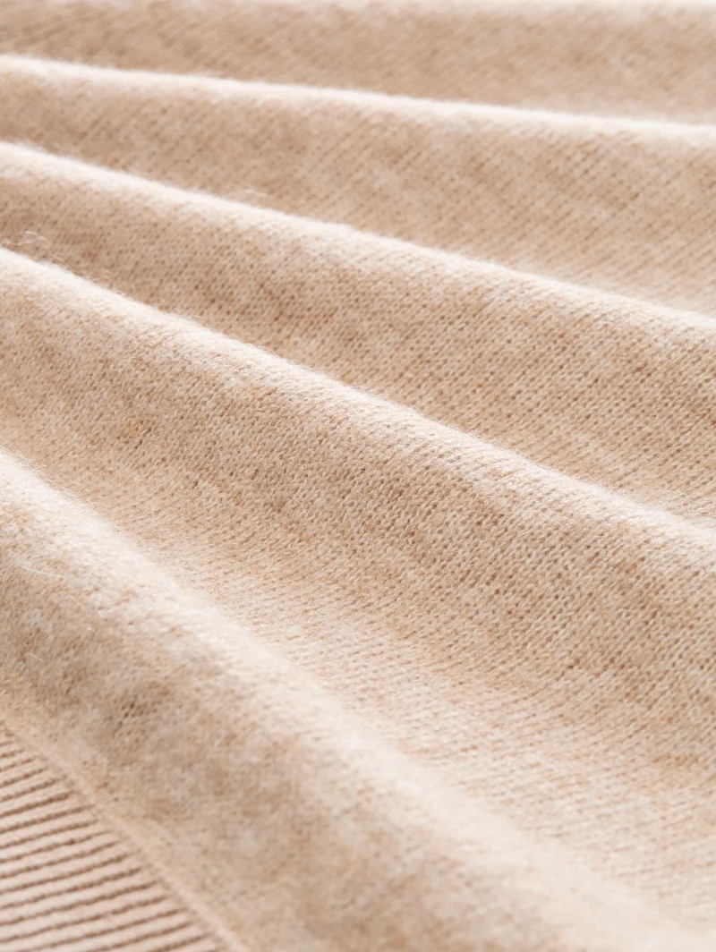 knit cosy shortsleeve sweater, gravel beige melange