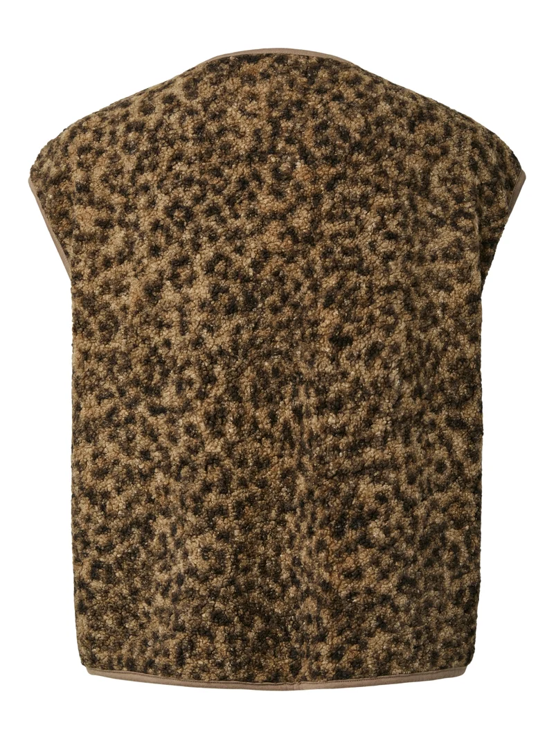 PCKATTY TEDDY VEST NOOS BC, Tannin/Leopard