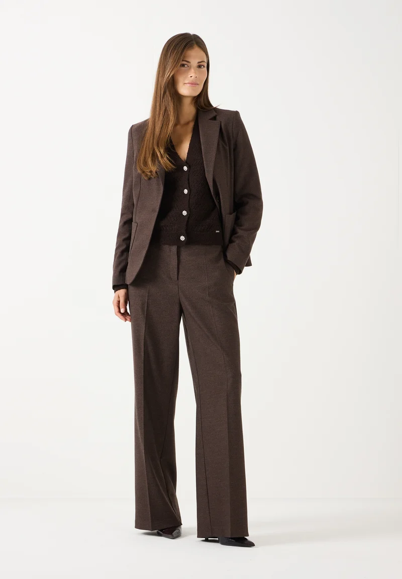 Soft Melange Wide Leg Pants, dark espresso melange