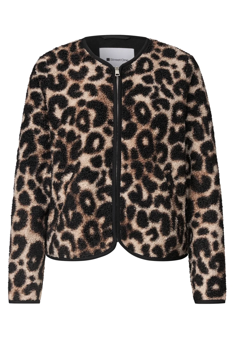 LTD QR Short Teddy Jkt w. AOP, Black