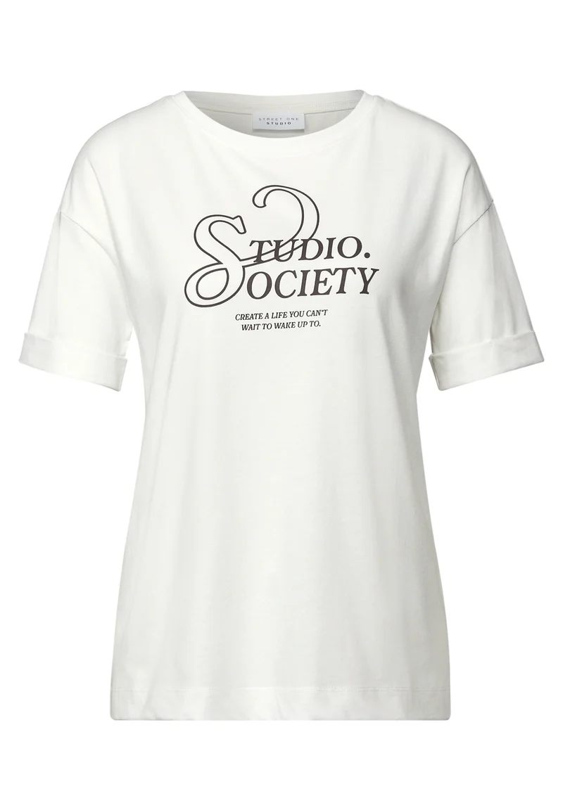 basic wording print shirt, off white