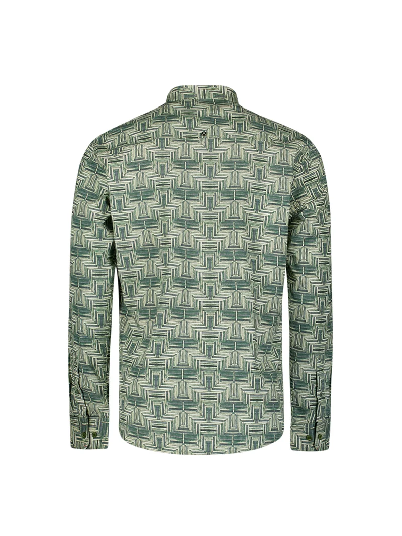 Shirt Stretch Allover Printed, Dark Green