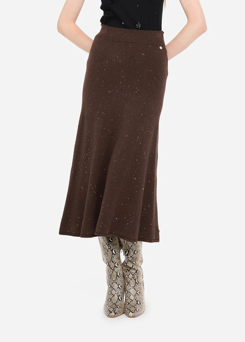 Knit Midi Skirt with Sequins