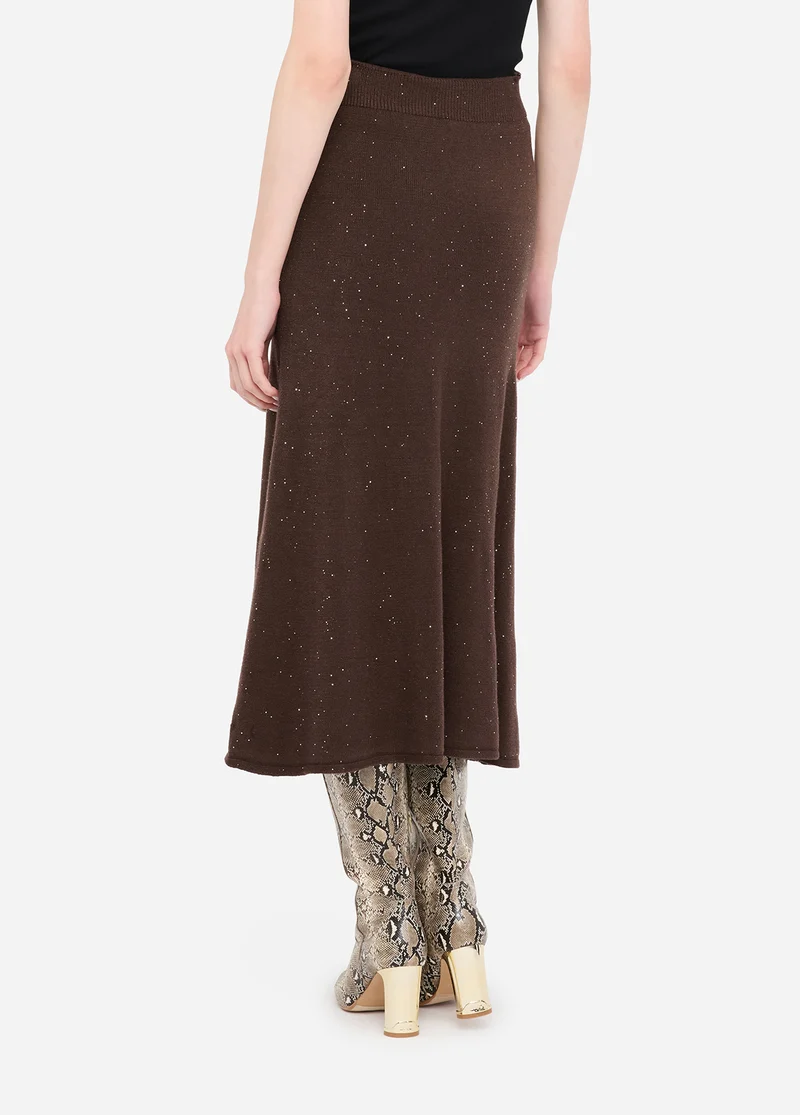 Knit Midi Skirt with Sequins