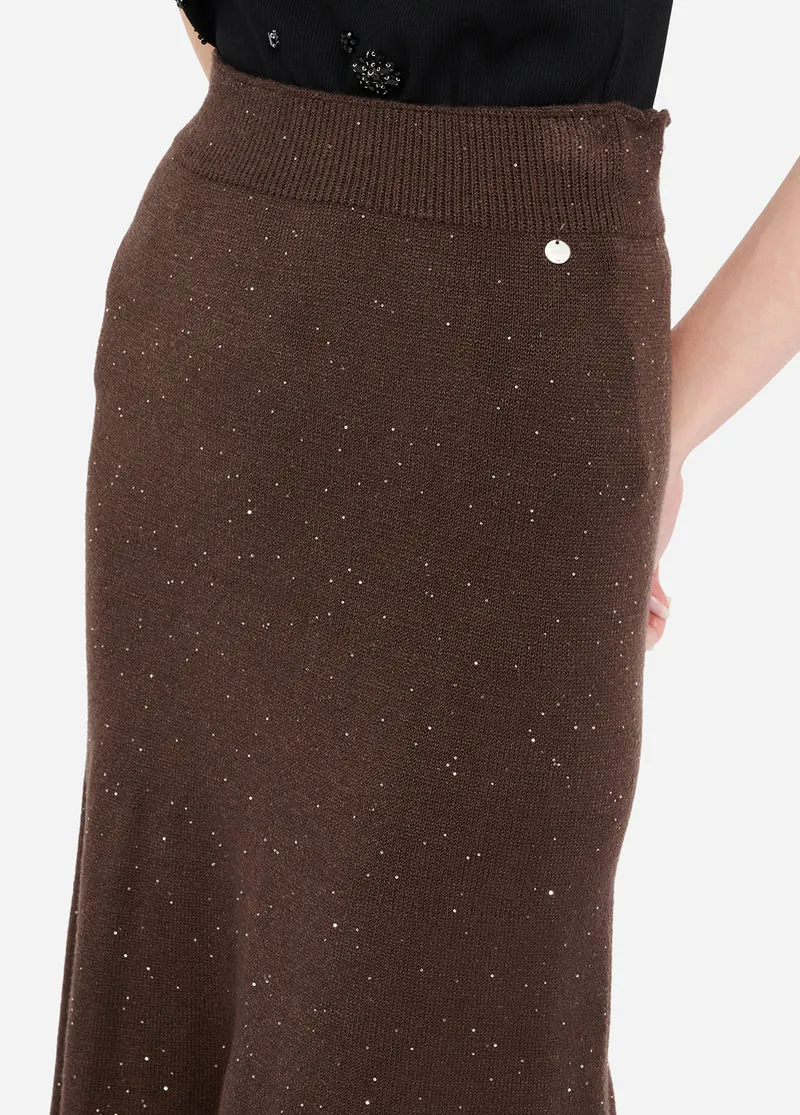 Knit Midi Skirt with Sequins