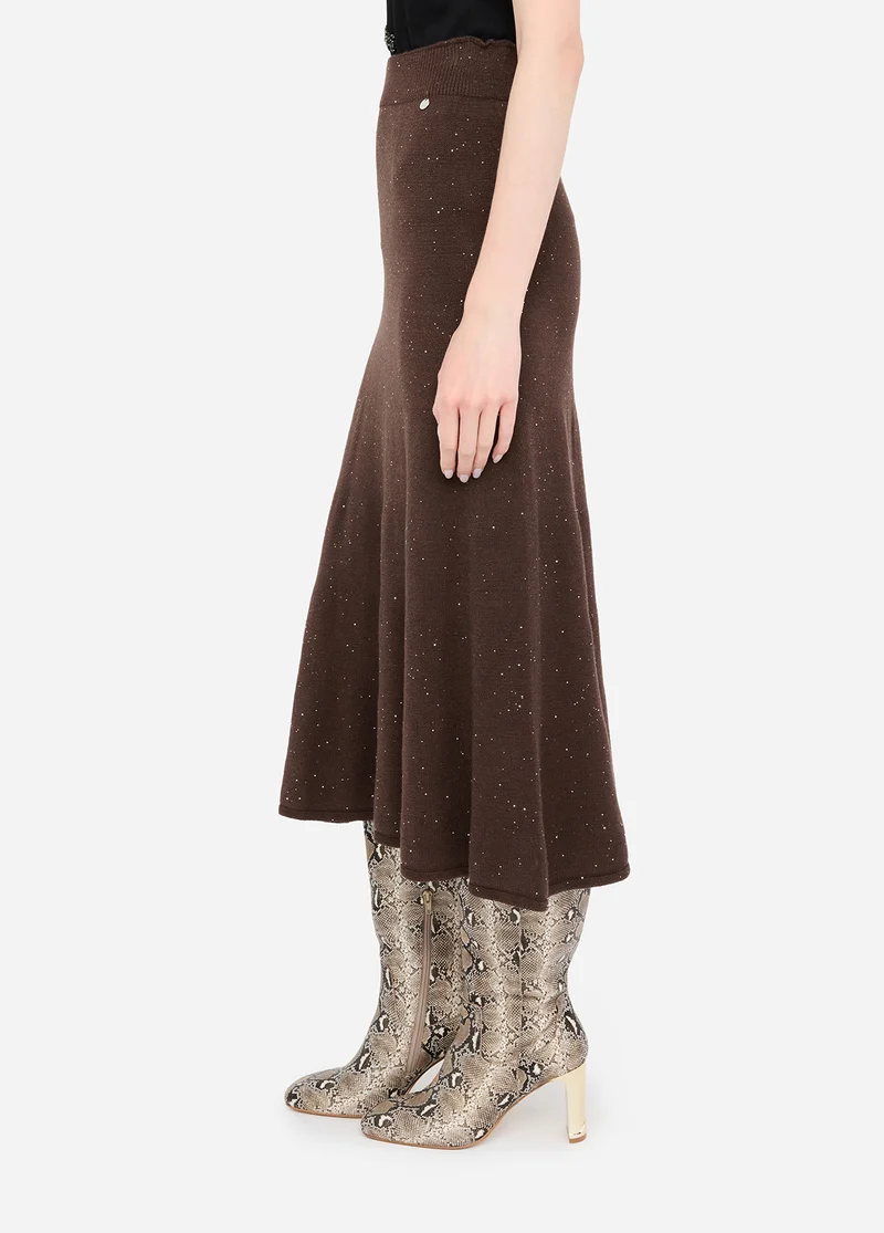 Knit Midi Skirt with Sequins