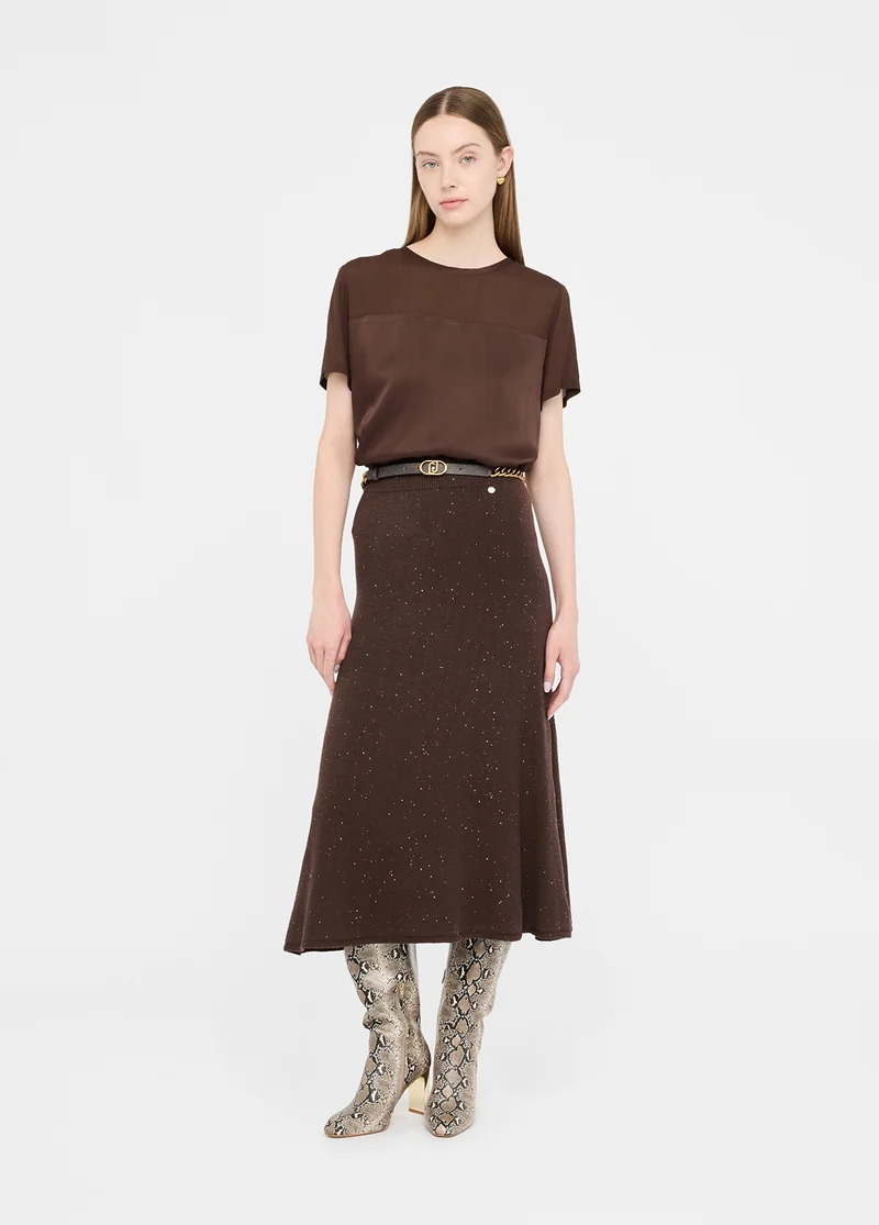 Knit Midi Skirt with Sequins