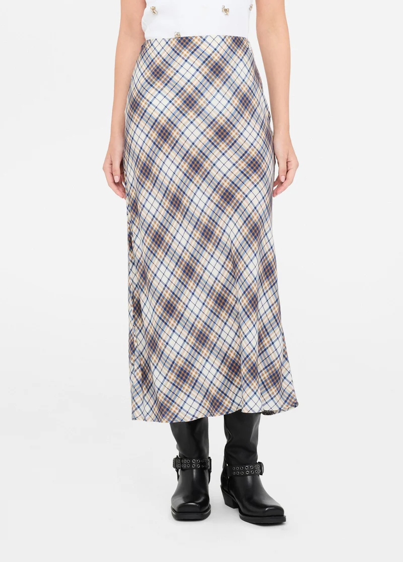 Long Chequered Skirt