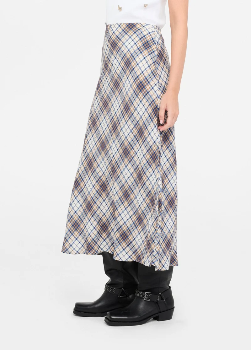 Long Chequered Skirt