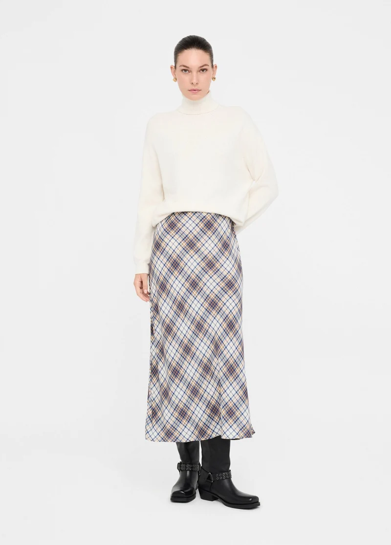 Long Chequered Skirt