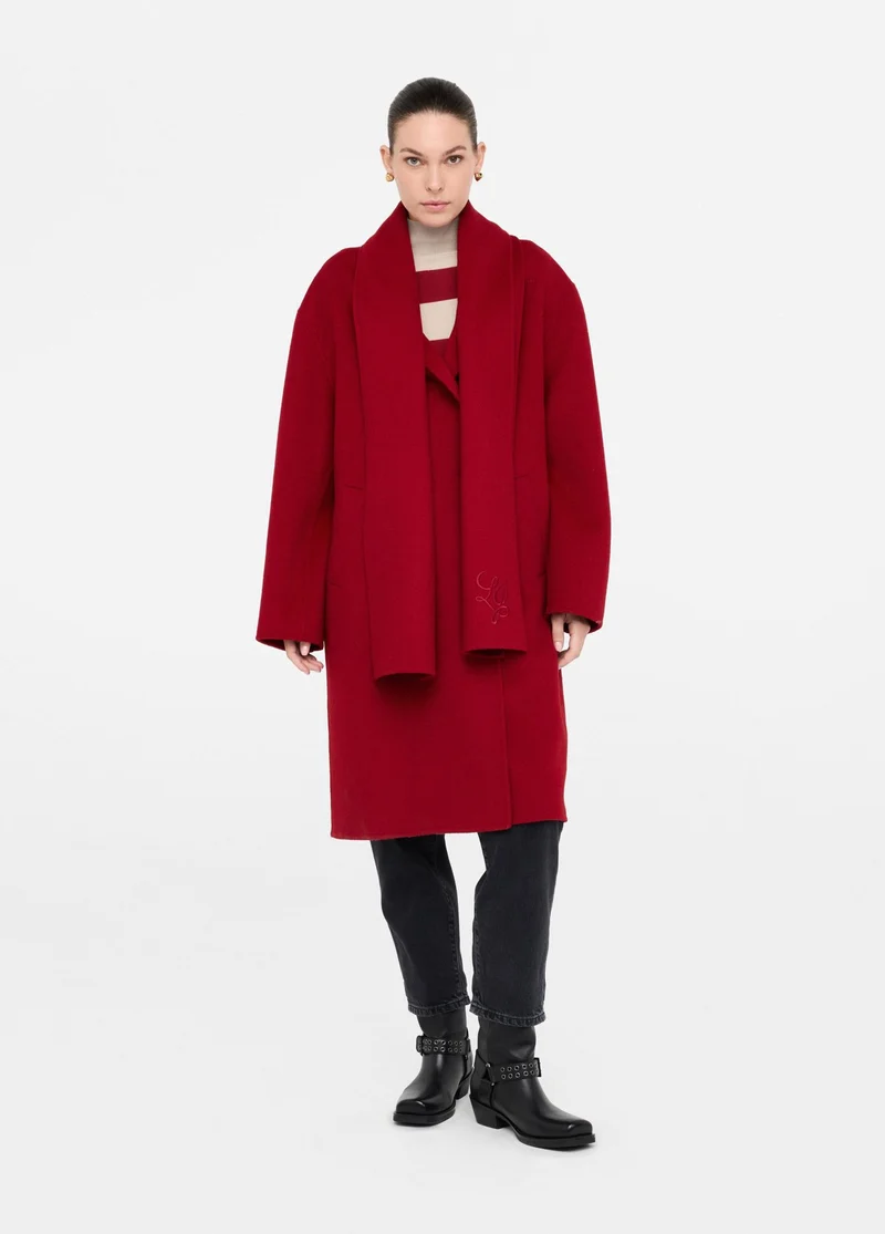 Wool Coat with Scarf