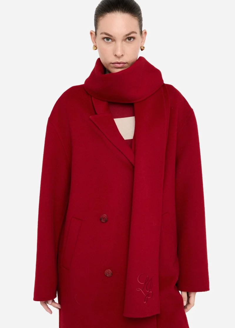 Wool Coat with Scarf