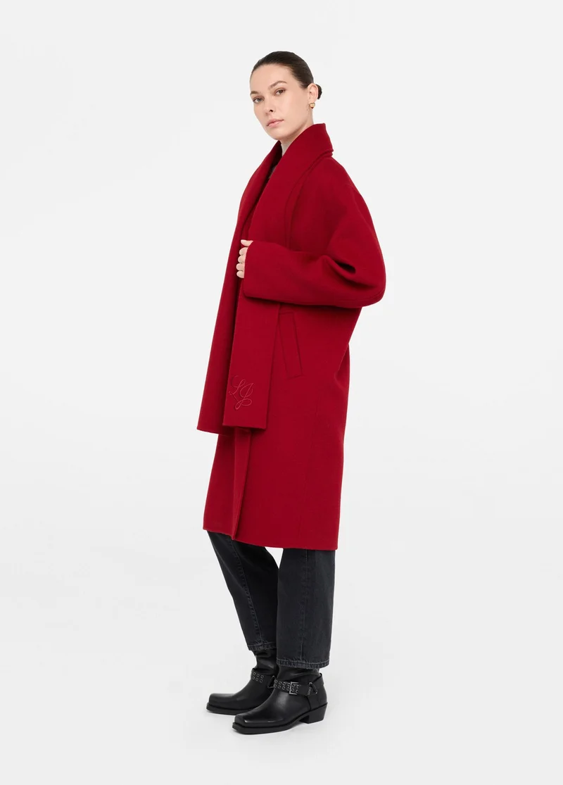 Wool Coat with Scarf
