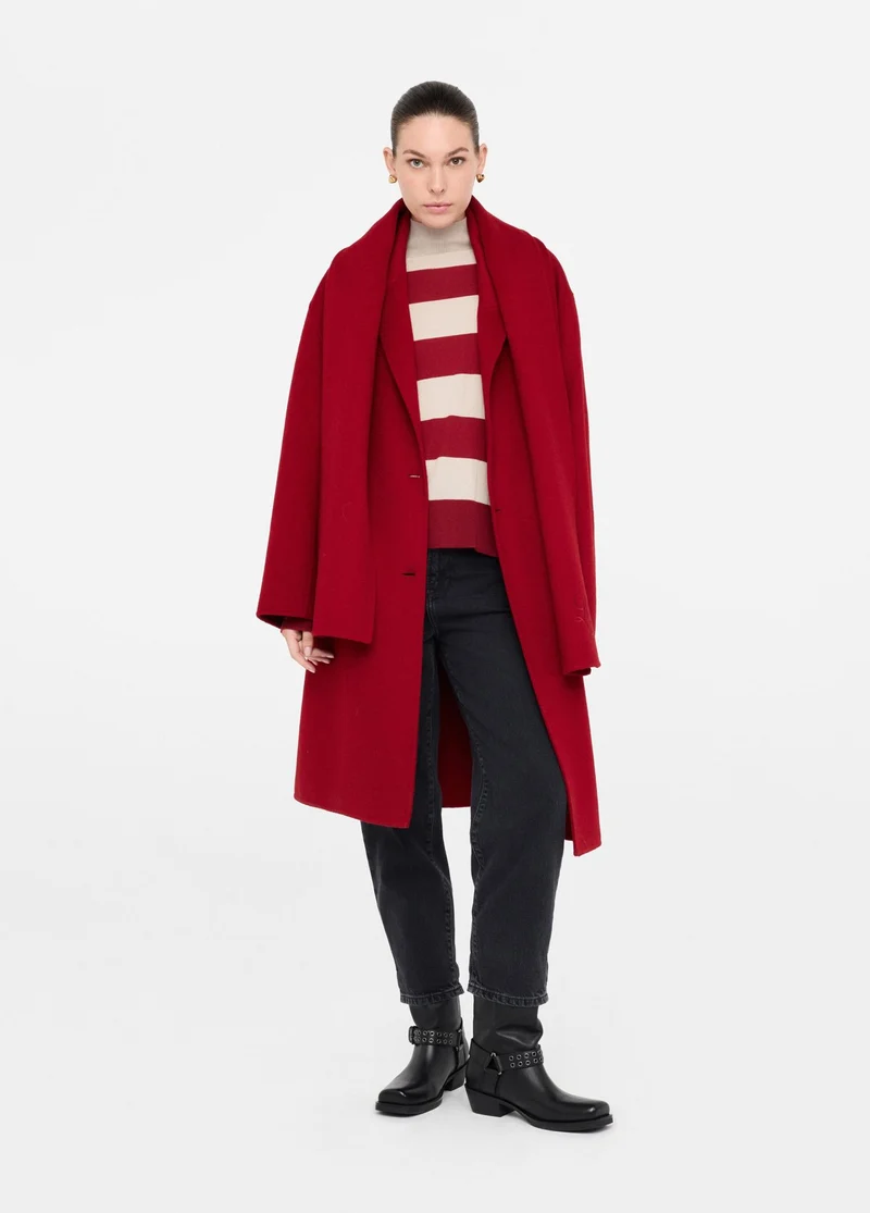 Wool Coat with Scarf