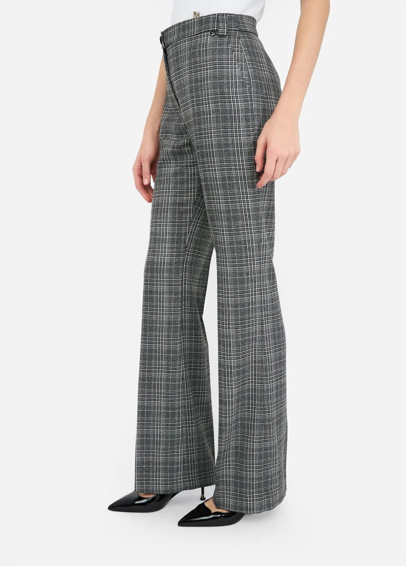 Glen Plaid Flare Trousers