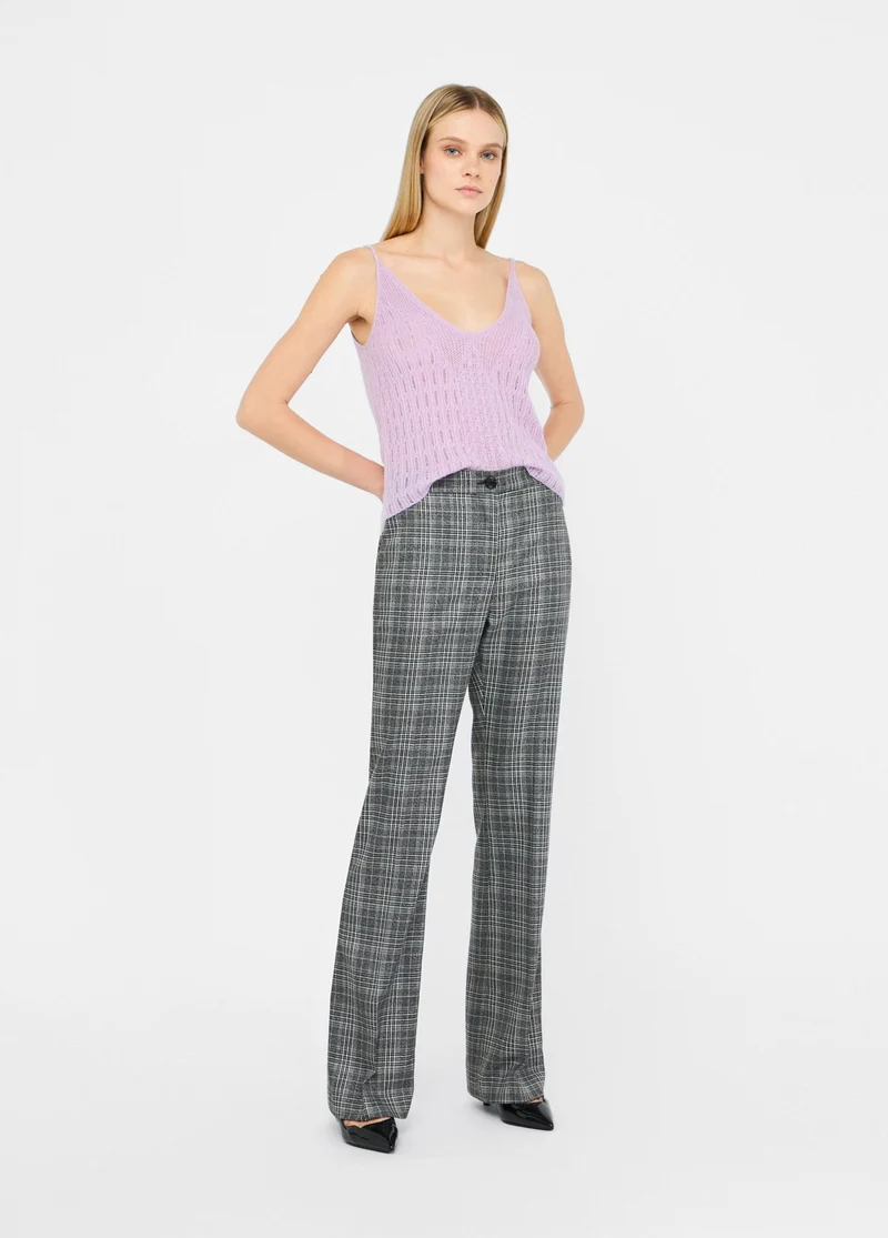 Glen Plaid Flare Trousers