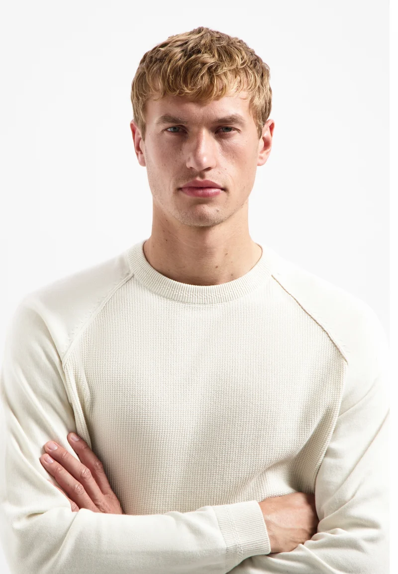 Pullover Crewneck Solid Waffle Knit, Kit