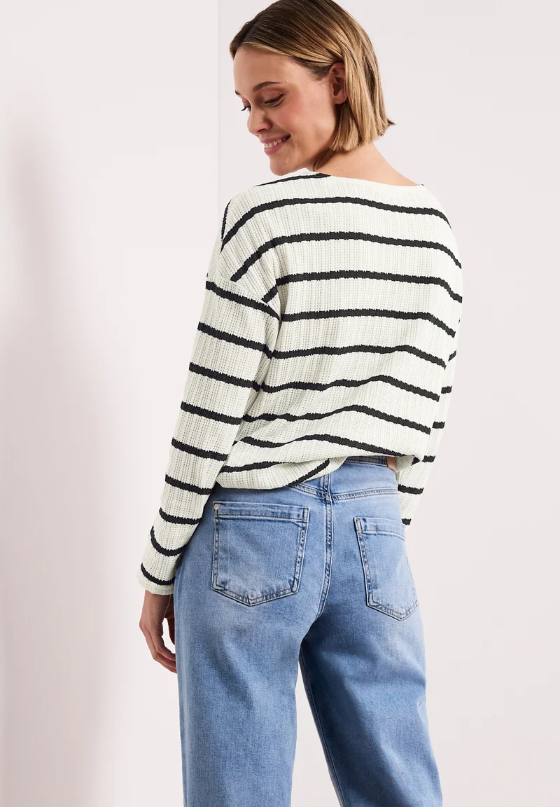 striped knit look shirt, shadowed navy