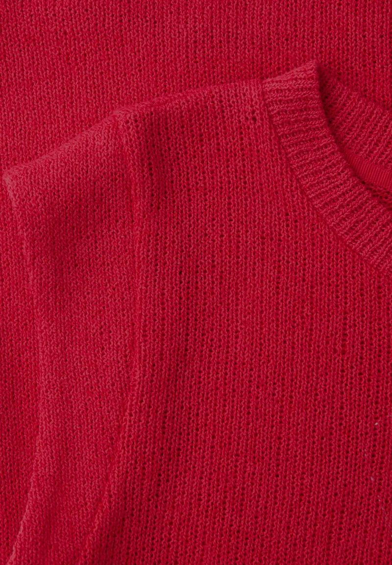 summer knit look top, salsa red