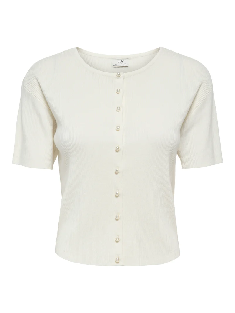 JDYGABY 2/4 O-NECK PEARL CARDIGAN K, Cloud Dancer