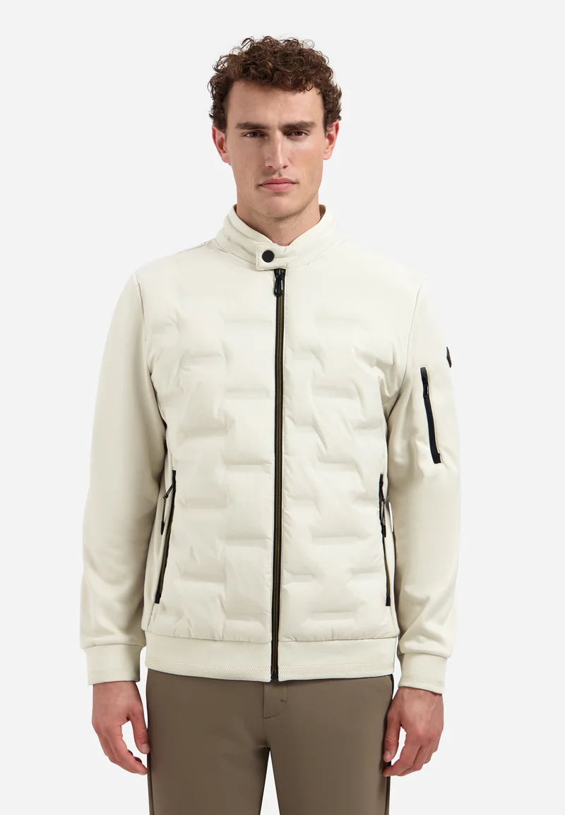 Jacket Short Fit Sealed Knitted Mix, Stone