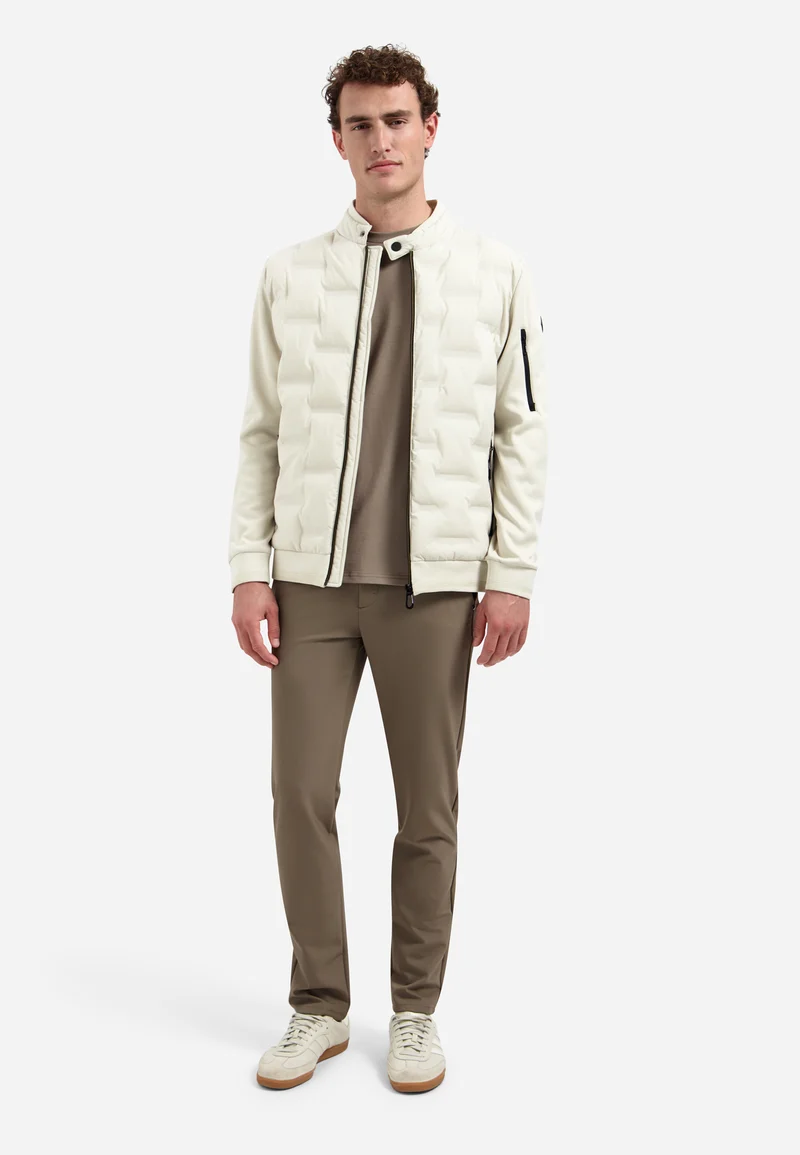 Jacket Short Fit Sealed Knitted Mix, Stone