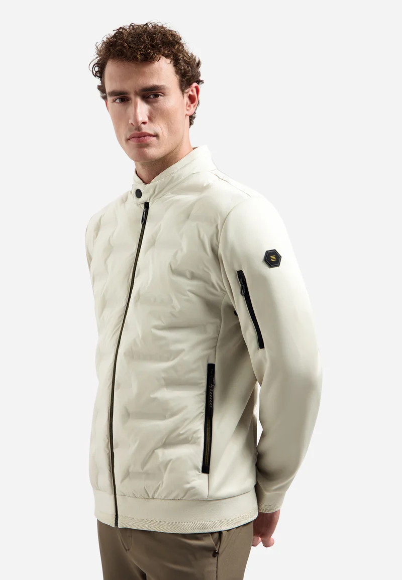 Jacket Short Fit Sealed Knitted Mix, Stone