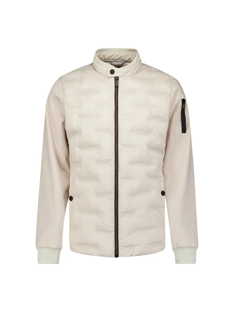 Jacket Short Fit Sealed Knitted Mix, Stone