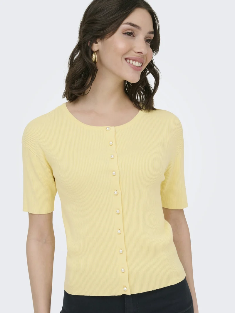 JDYGABY 2/4 O-NECK PEARL CARDIGAN K, Double Cream