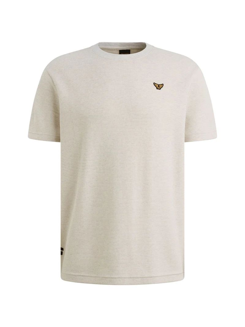 Short sleeve r-neck two tone textu, Bone White