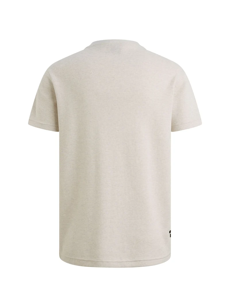 Short sleeve r-neck two tone textu, Bone White
