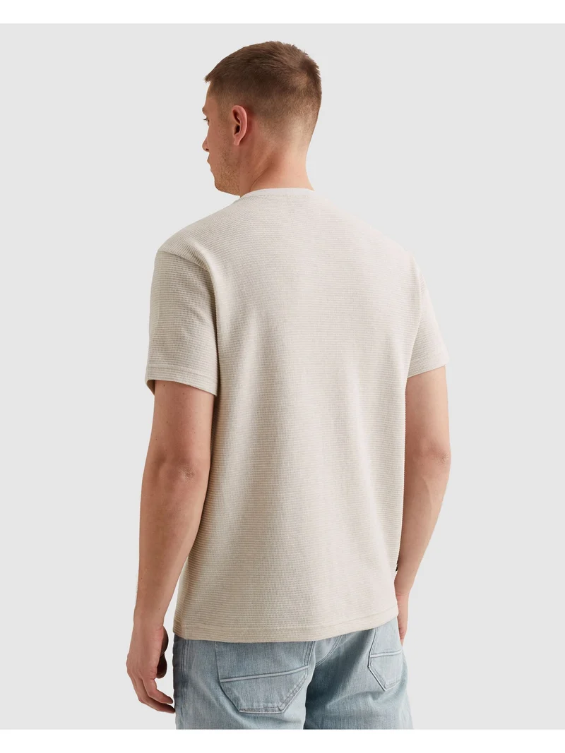 Short sleeve r-neck two tone textu, Bone White