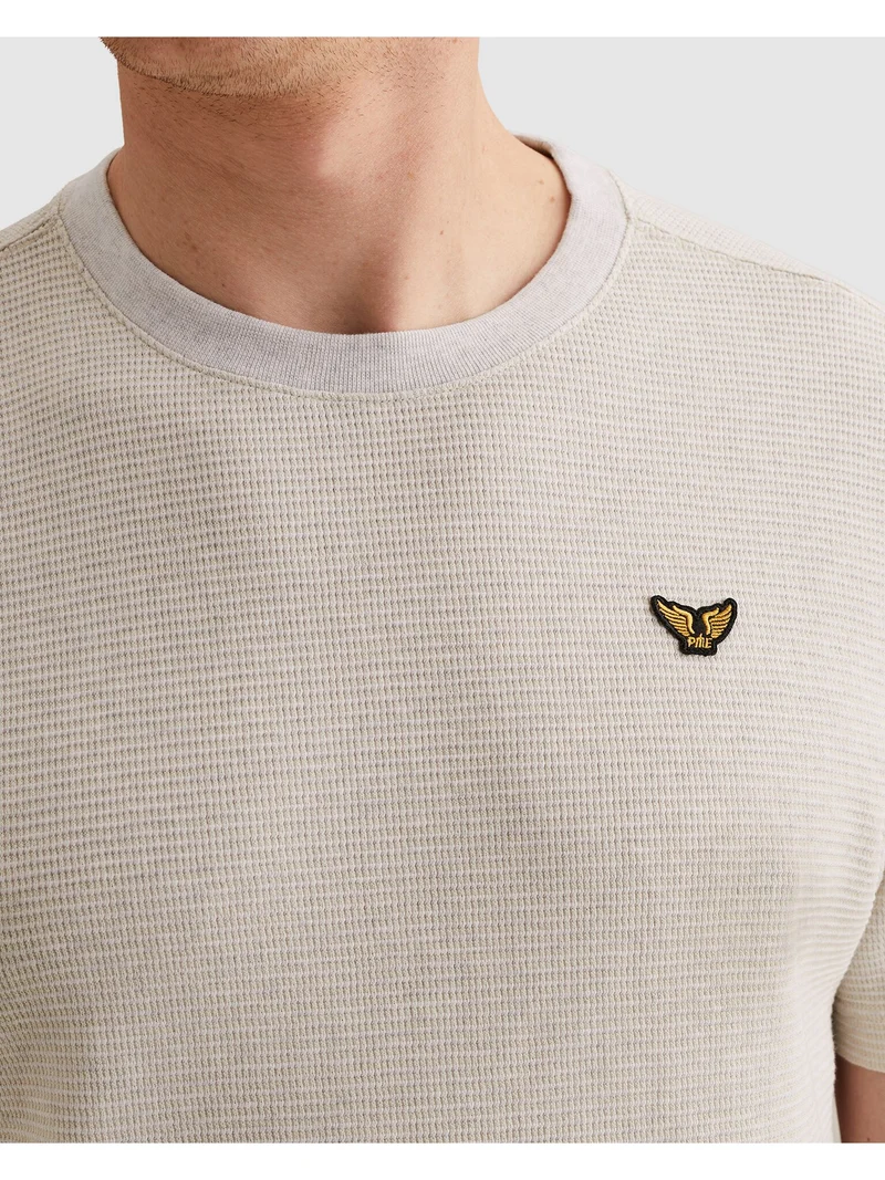 Short sleeve r-neck two tone textu, Bone White