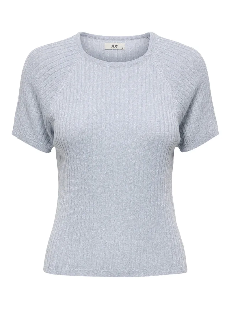 JDYBODILLA S/S GLITTER PULLOVER KNT, Cashmere Blue/W. SILVER LUREX