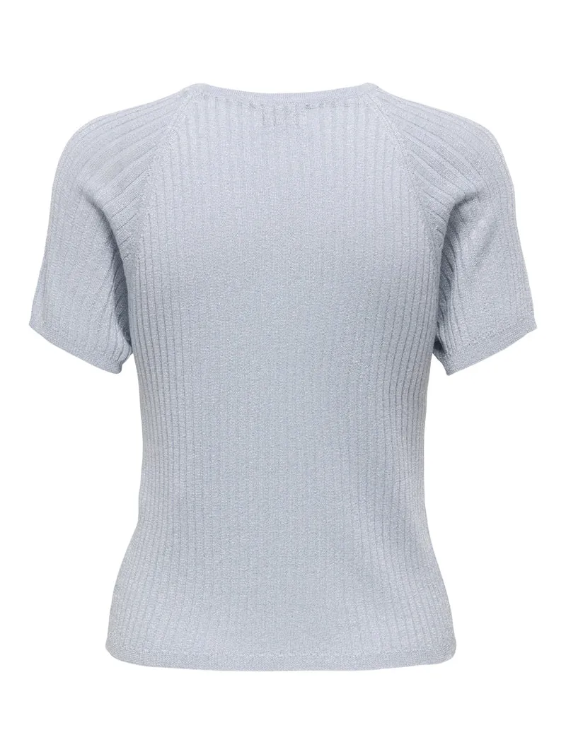 JDYBODILLA S/S GLITTER PULLOVER KNT, Cashmere Blue/W. SILVER LUREX