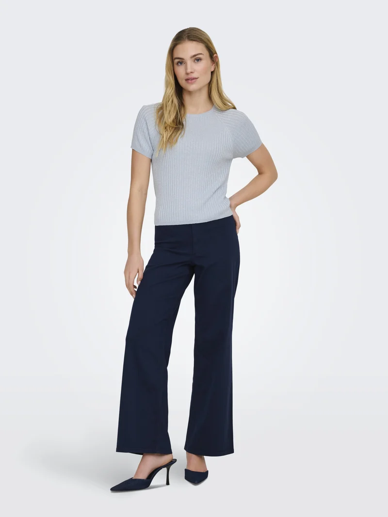 JDYBODILLA S/S GLITTER PULLOVER KNT, Cashmere Blue/W. SILVER LUREX