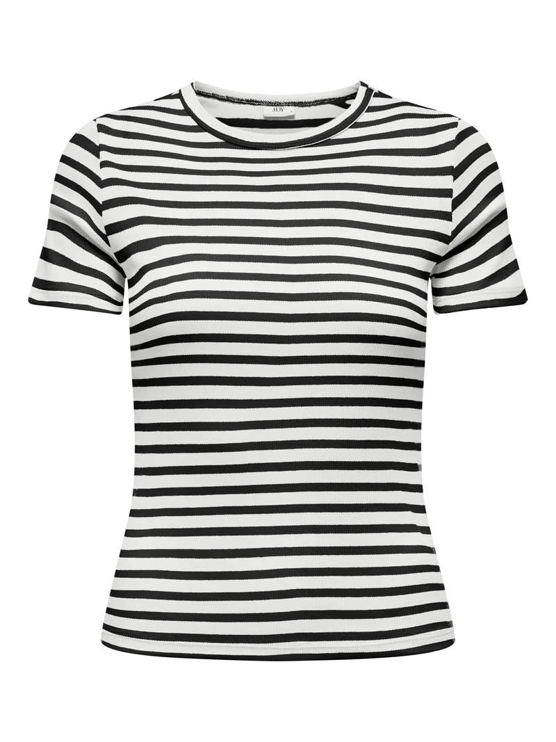 JDYLUCKY SS O NECK STRIPE TOP JRS D, Cloud Dancer/BLACK