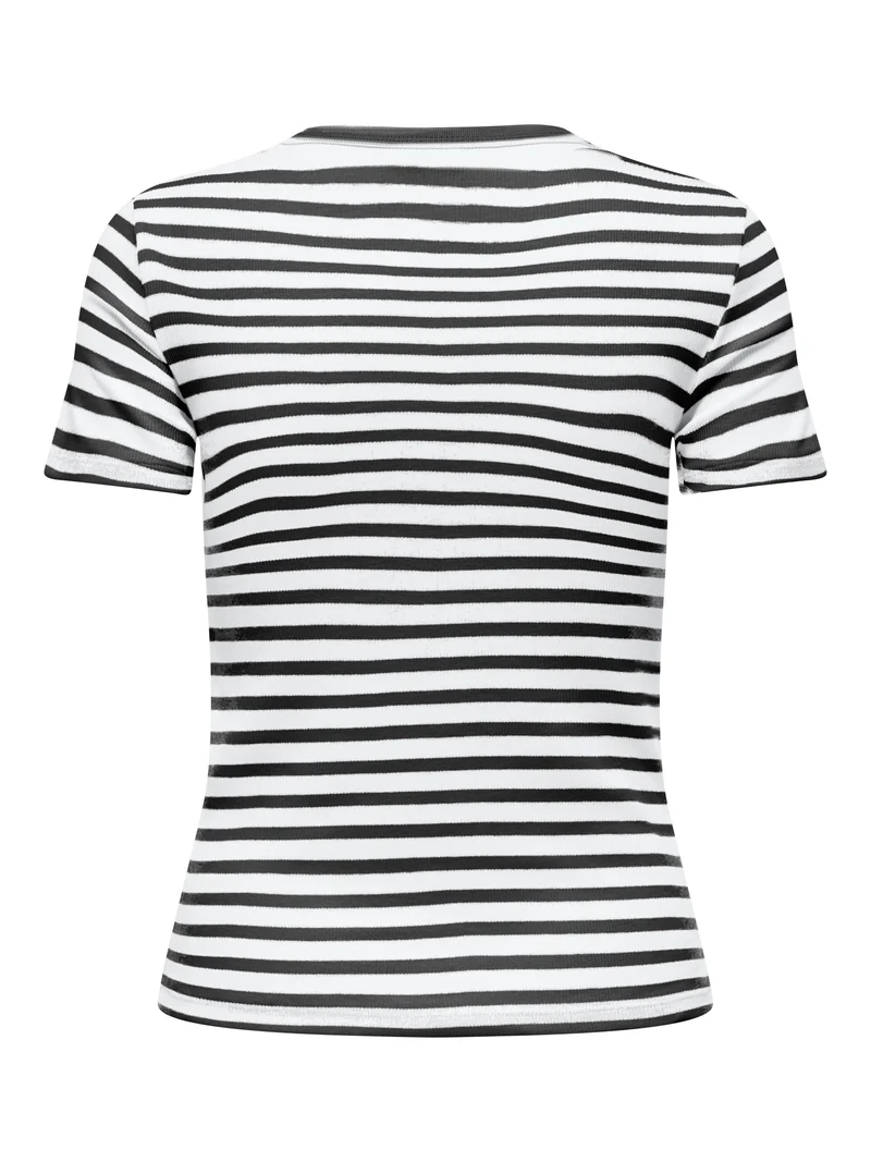 JDYLUCKY SS O NECK STRIPE TOP JRS D, Cloud Dancer/BLACK