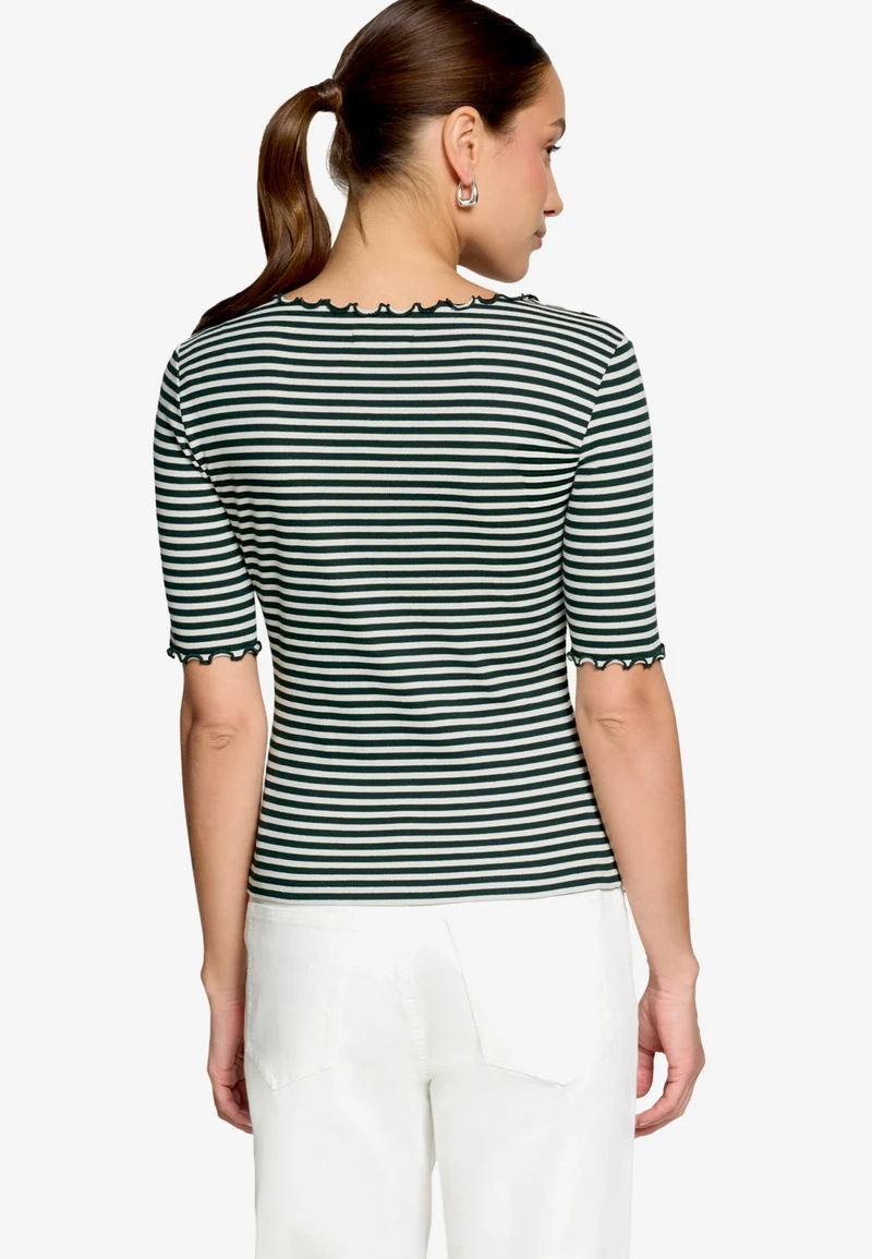 Shirt Kurz 1/2 Arm, Green/Cream