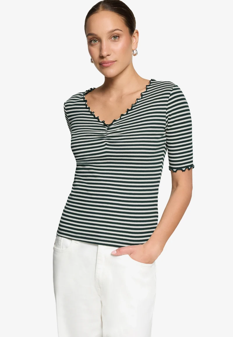 Shirt Kurz 1/2 Arm, Green/Cream