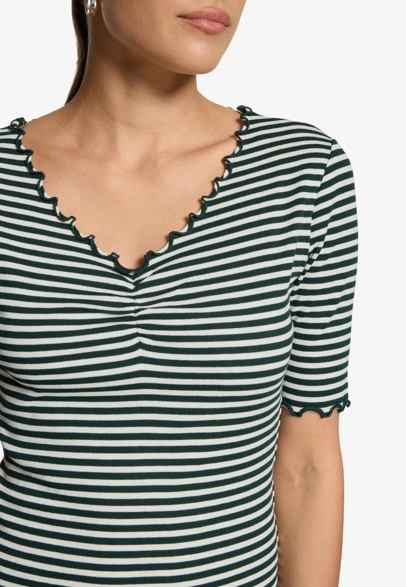Shirt Kurz 1/2 Arm, Green/Cream