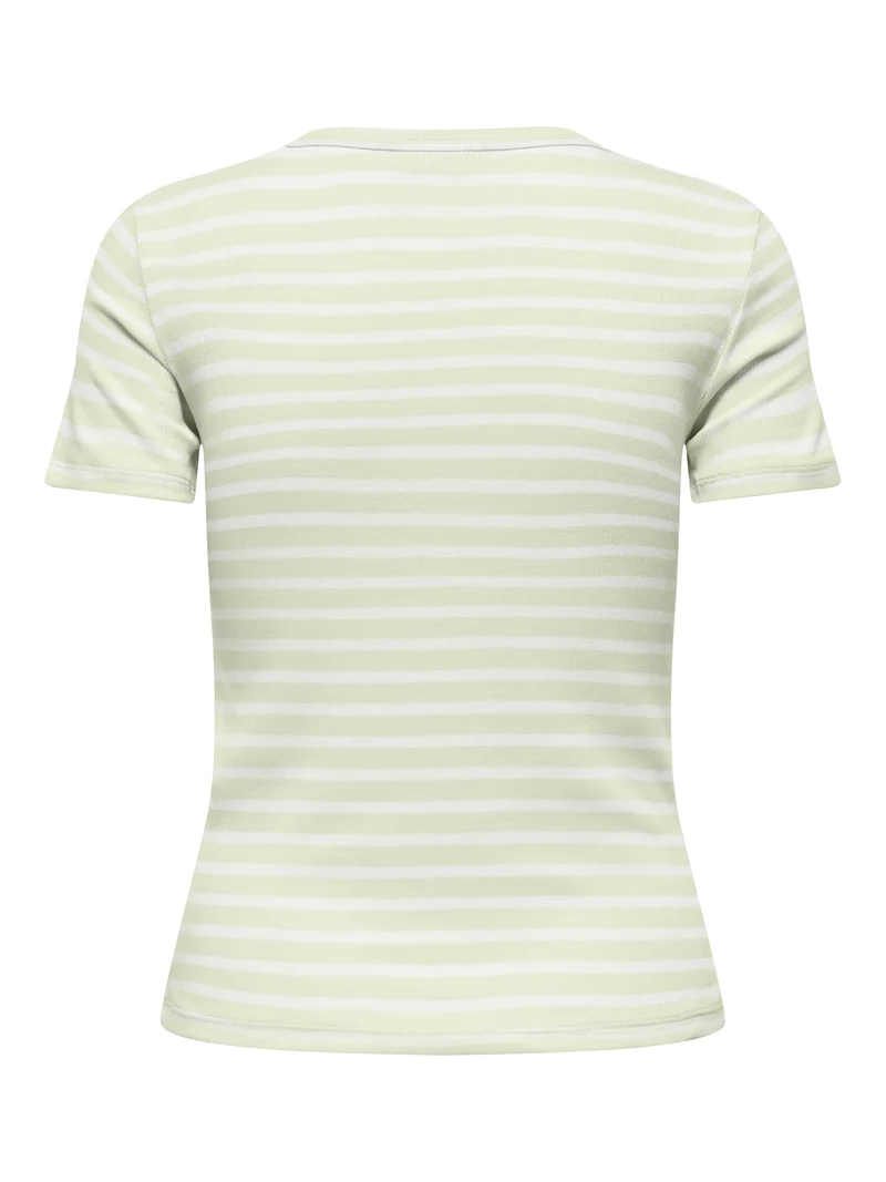 JDYLUCKY SS O NECK STRIPE TOP JRS D, Meadow Mist/CLOUD DANCER